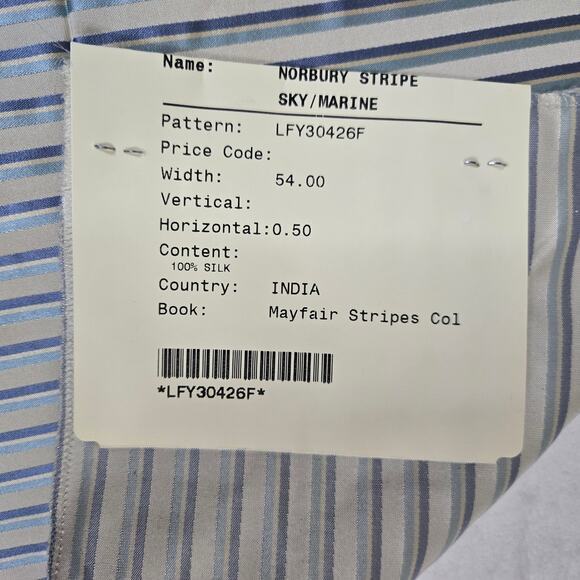 VTG Ralph Lauren Upholstery Fabric Remnant Norbury Stripe Sky/Marine 27x27 0801 - Picture 3 of 5